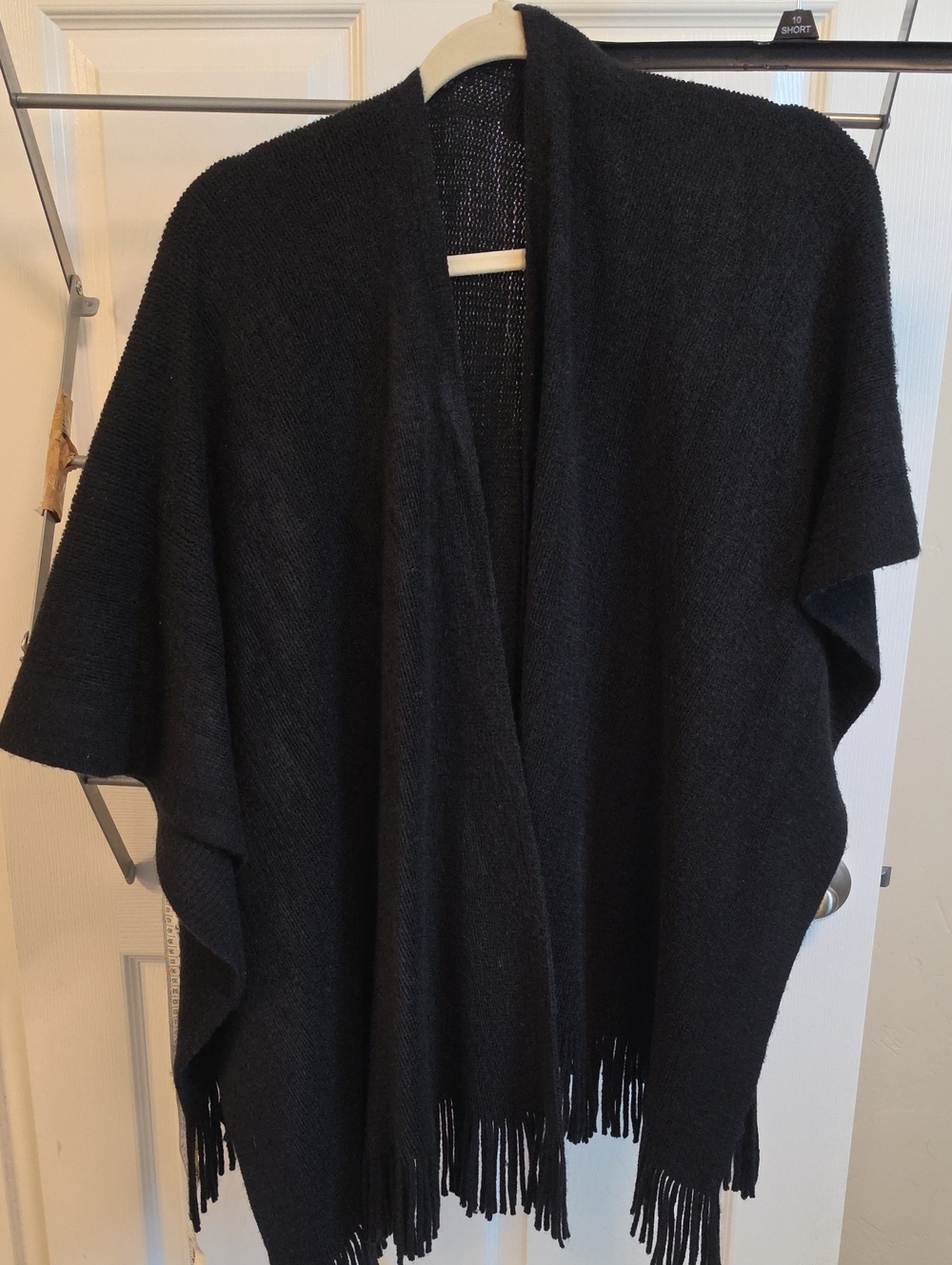 Jack and Missy Black Fringe Open-Front Women's Sweater Wrap